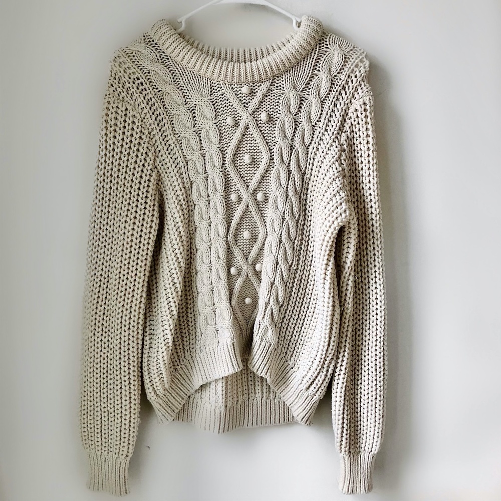 Tommy Hilfiger Cable Knit Off White Sweater